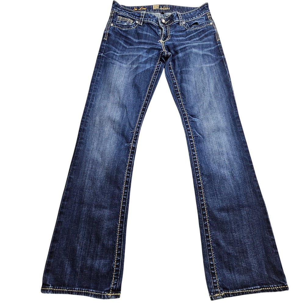 Kut from the Kloth Vintage Jean Women 6 Dark Wash So Low Bootcut Contrast Stitch
